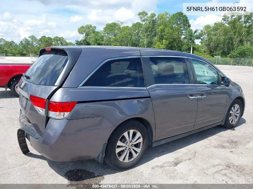 2016 Honda Odyssey Ex-L VIN: 5FNRL5H61GB063592 Lot: 40478427