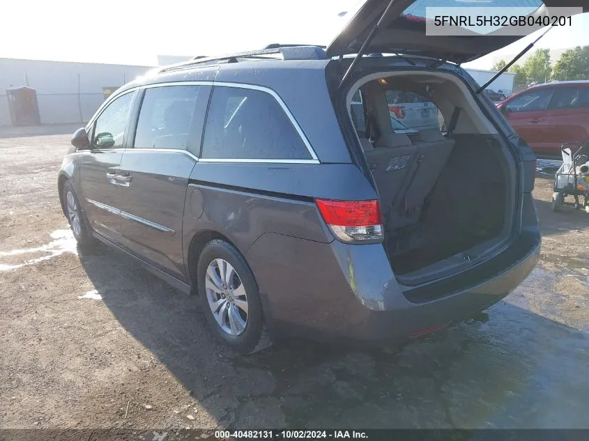 5FNRL5H32GB040201 2016 Honda Odyssey Se