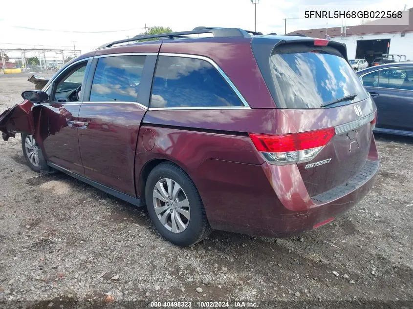 5FNRL5H68GB022568 2016 Honda Odyssey Ex-L