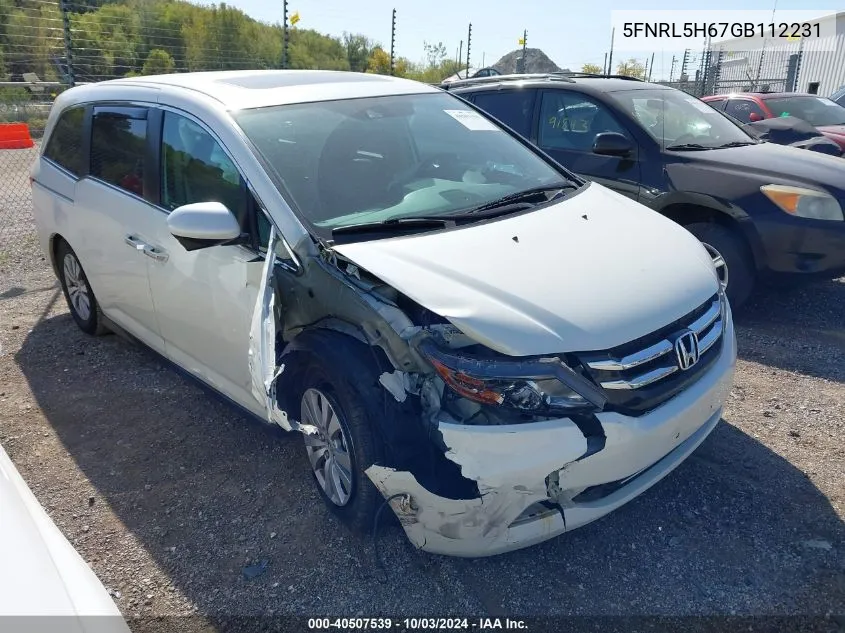 5FNRL5H67GB112231 2016 Honda Odyssey Ex-L