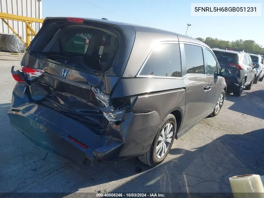 5FNRL5H68GB051231 2016 Honda Odyssey Ex-L