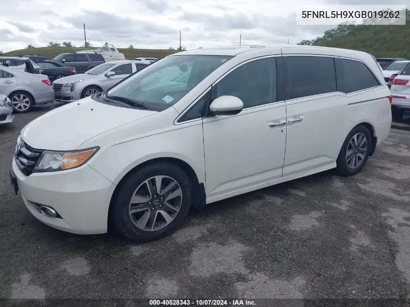 2016 Honda Odyssey Touring/Touring Elite VIN: 5FNRL5H9XGB019262 Lot: 40528343