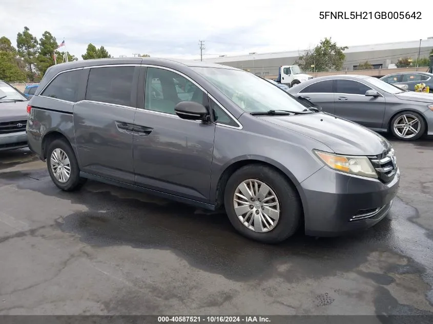 2016 Honda Odyssey Lx VIN: 5FNRL5H21GB005642 Lot: 40587521