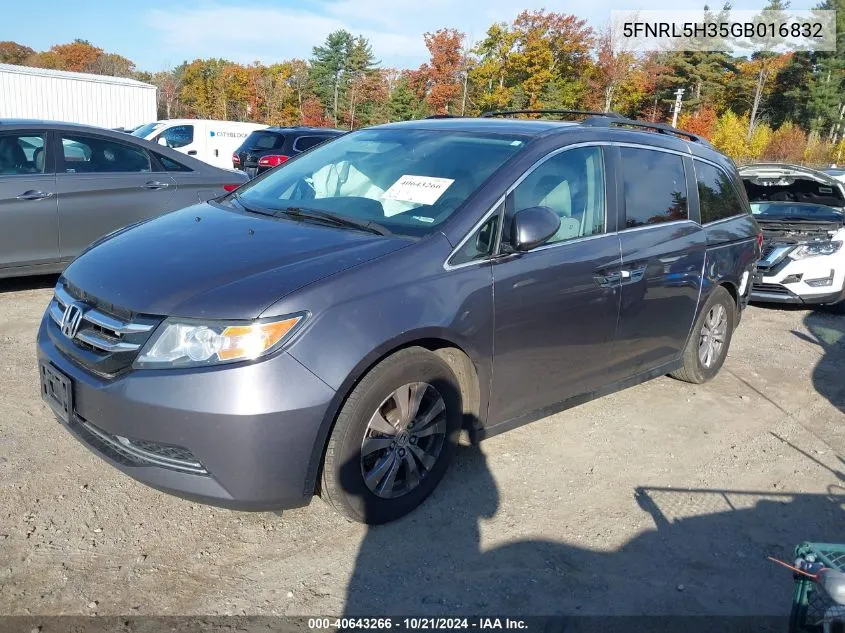 5FNRL5H35GB016832 2016 Honda Odyssey Se