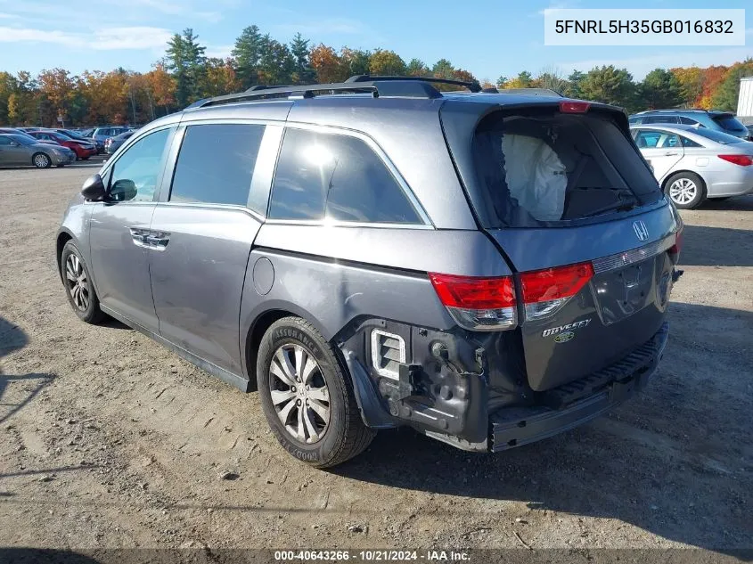 5FNRL5H35GB016832 2016 Honda Odyssey Se