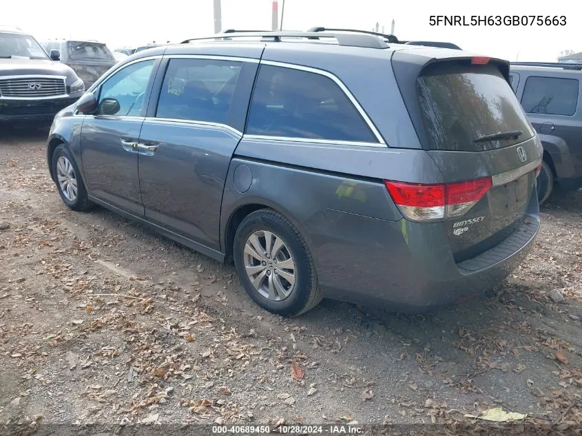 2016 Honda Odyssey Ex-L VIN: 5FNRL5H63GB075663 Lot: 40689450