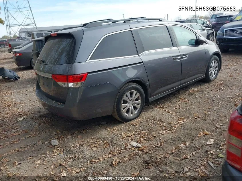 2016 Honda Odyssey Ex-L VIN: 5FNRL5H63GB075663 Lot: 40689450