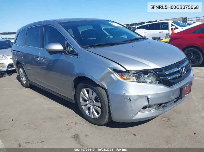 5FNRL5H60GB075068 2016 Honda Odyssey Ex-L