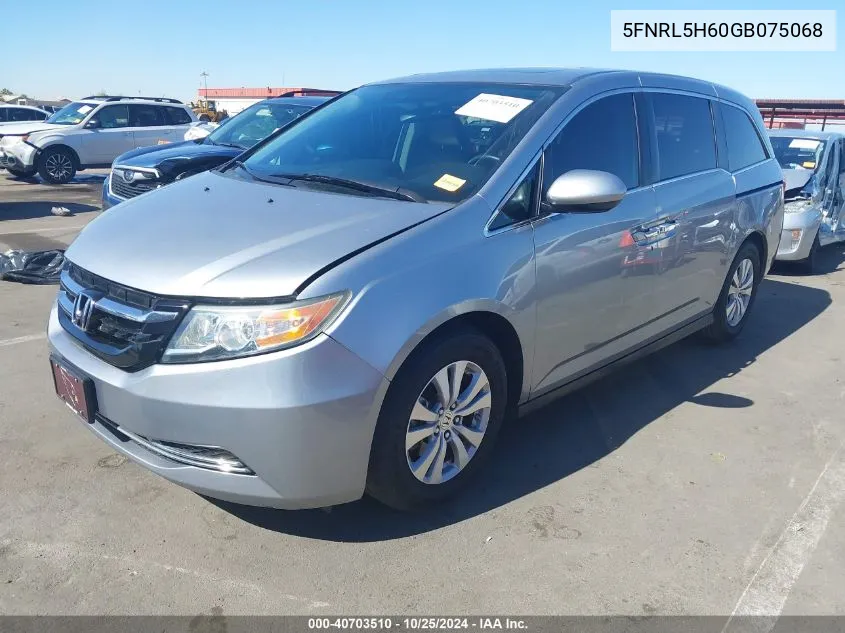 2016 Honda Odyssey Ex-L VIN: 5FNRL5H60GB075068 Lot: 40703510