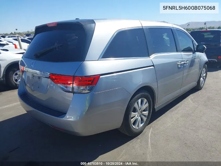 5FNRL5H60GB075068 2016 Honda Odyssey Ex-L