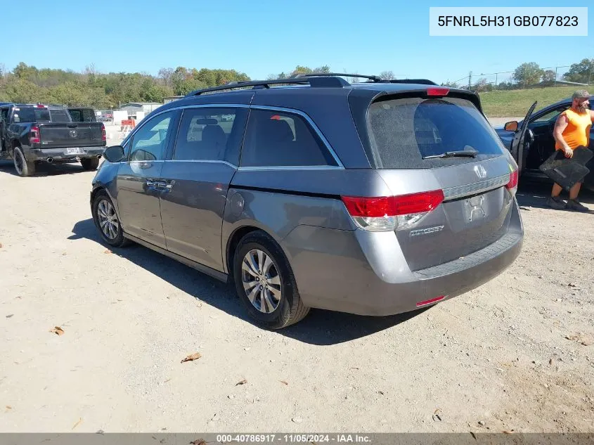 2016 Honda Odyssey Se VIN: 5FNRL5H31GB077823 Lot: 40786917