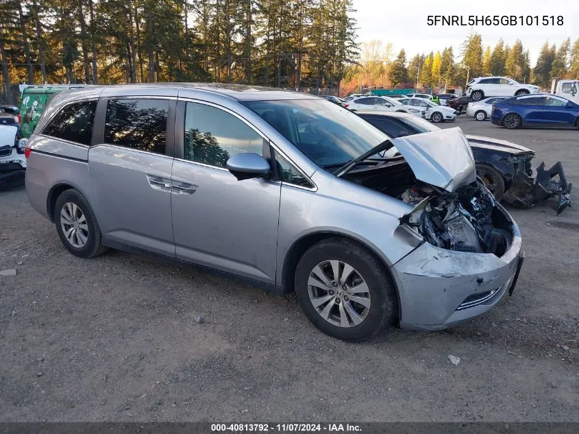 2016 Honda Odyssey Ex-L VIN: 5FNRL5H65GB101518 Lot: 40813792