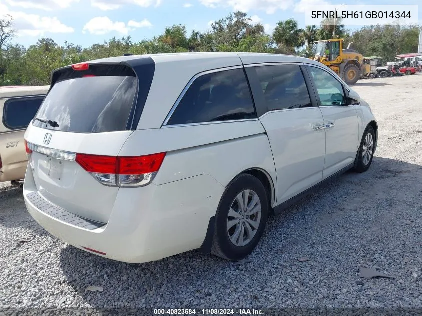 2016 Honda Odyssey Ex-L VIN: 5FNRL5H61GB014344 Lot: 40823584