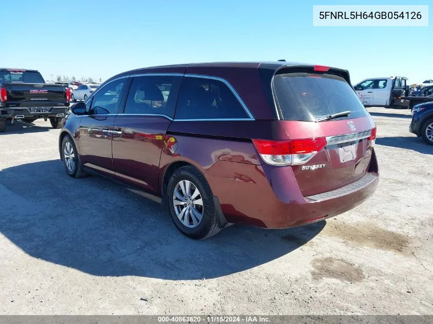 2016 Honda Odyssey Ex-L VIN: 5FNRL5H64GB054126 Lot: 40863620