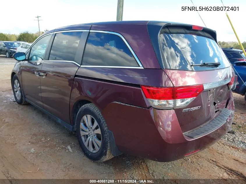 2016 Honda Odyssey Ex-L VIN: 5FNRL5H62GB072401 Lot: 40881288