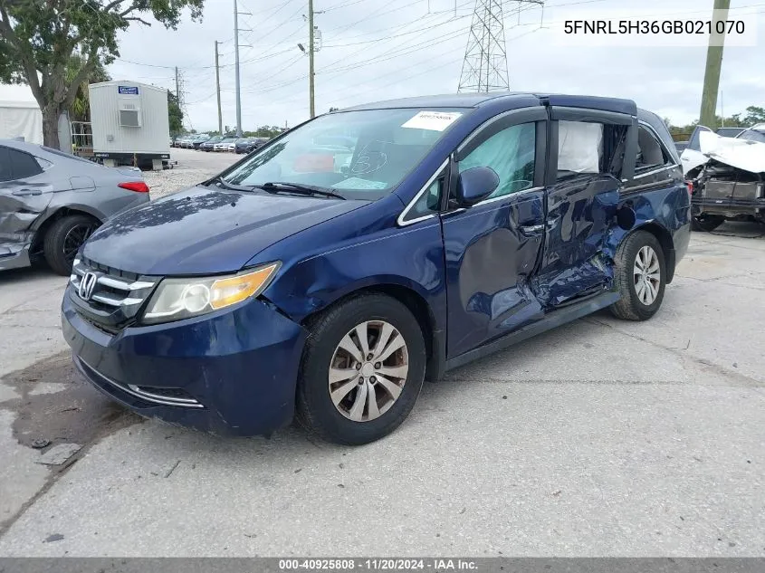 2016 Honda Odyssey Se VIN: 5FNRL5H36GB021070 Lot: 40925808