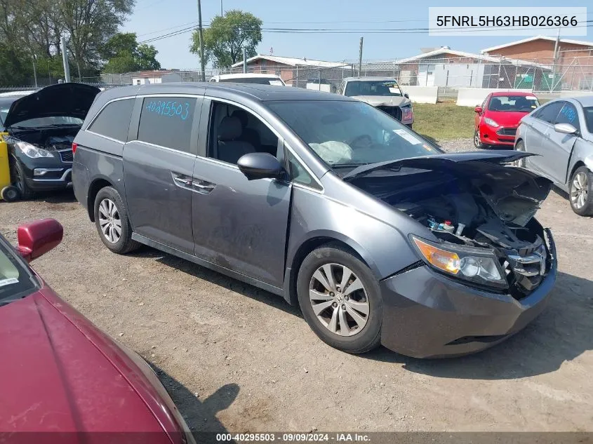 2017 Honda Odyssey Ex-L VIN: 5FNRL5H63HB026366 Lot: 40295503