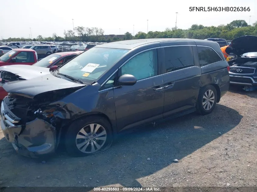 2017 Honda Odyssey Ex-L VIN: 5FNRL5H63HB026366 Lot: 40295503