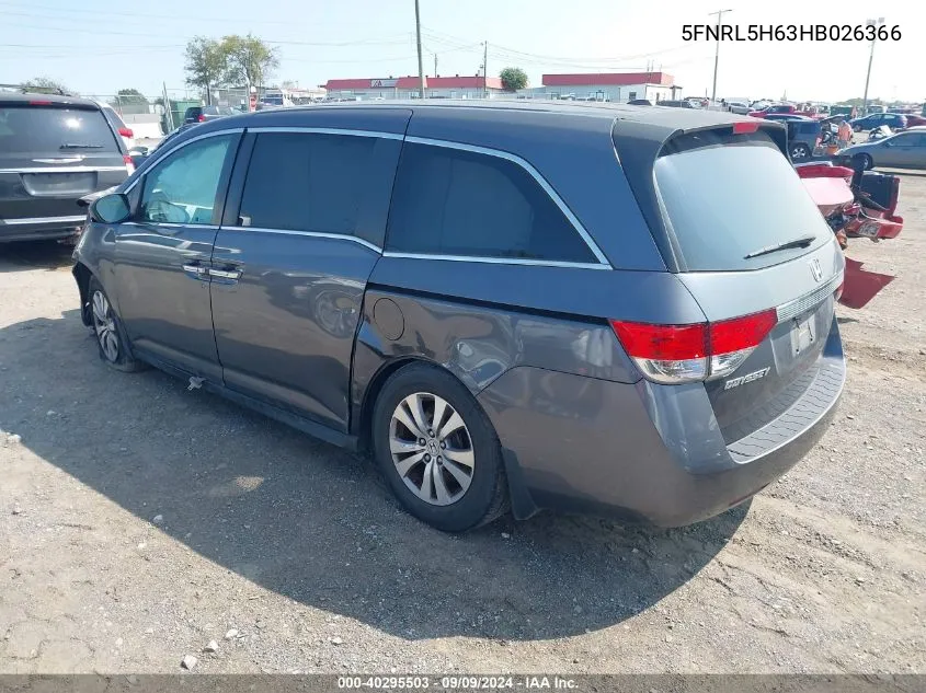 2017 Honda Odyssey Ex-L VIN: 5FNRL5H63HB026366 Lot: 40295503