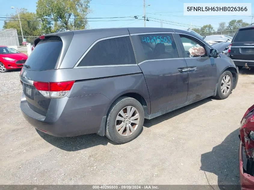 2017 Honda Odyssey Ex-L VIN: 5FNRL5H63HB026366 Lot: 40295503