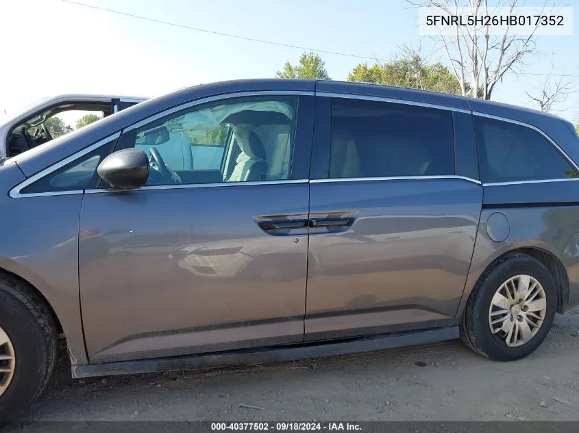 5FNRL5H26HB017352 2017 Honda Odyssey Lx