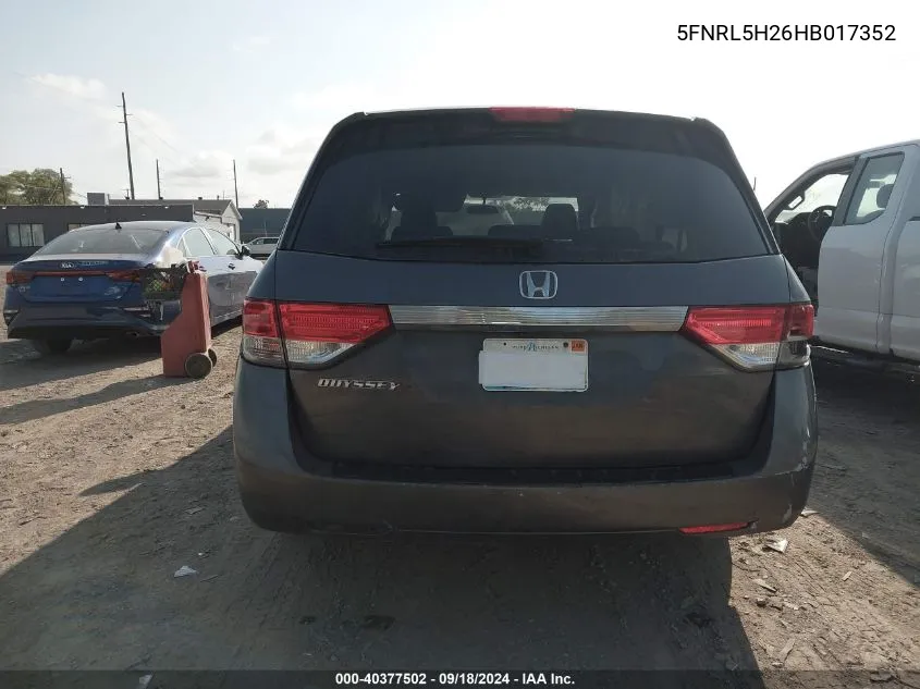 2017 Honda Odyssey Lx VIN: 5FNRL5H26HB017352 Lot: 40377502