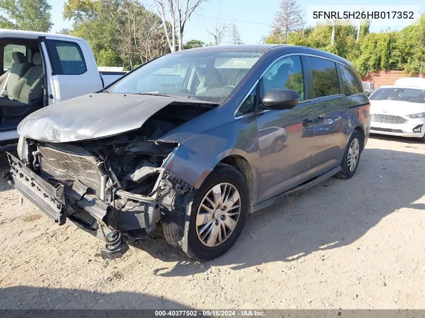 5FNRL5H26HB017352 2017 Honda Odyssey Lx