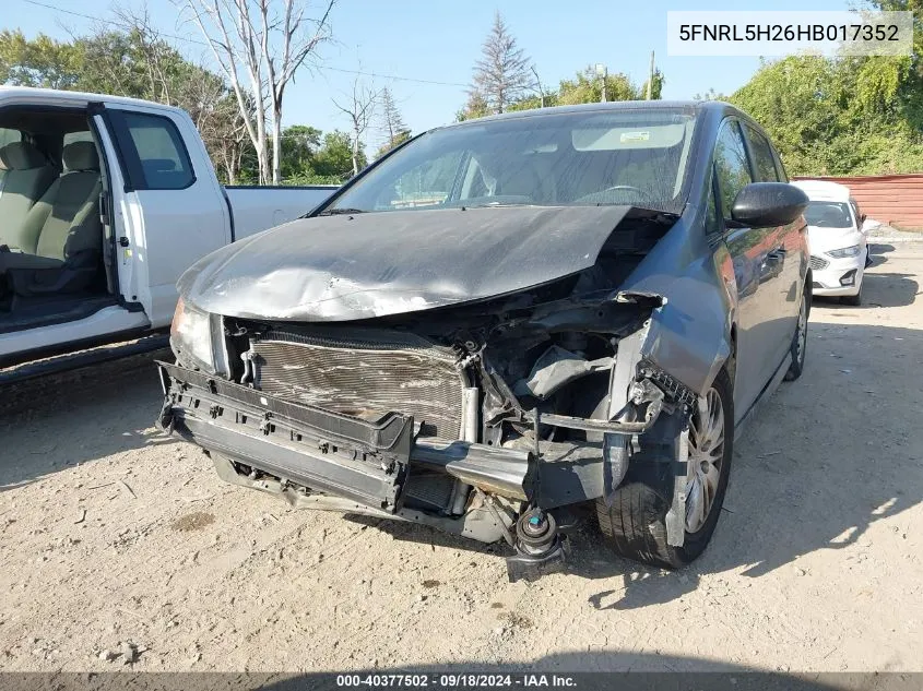 5FNRL5H26HB017352 2017 Honda Odyssey Lx