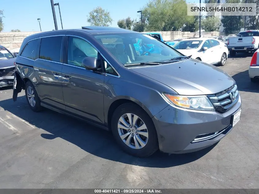 5FNRL5H64HB014212 2017 Honda Odyssey Ex-L