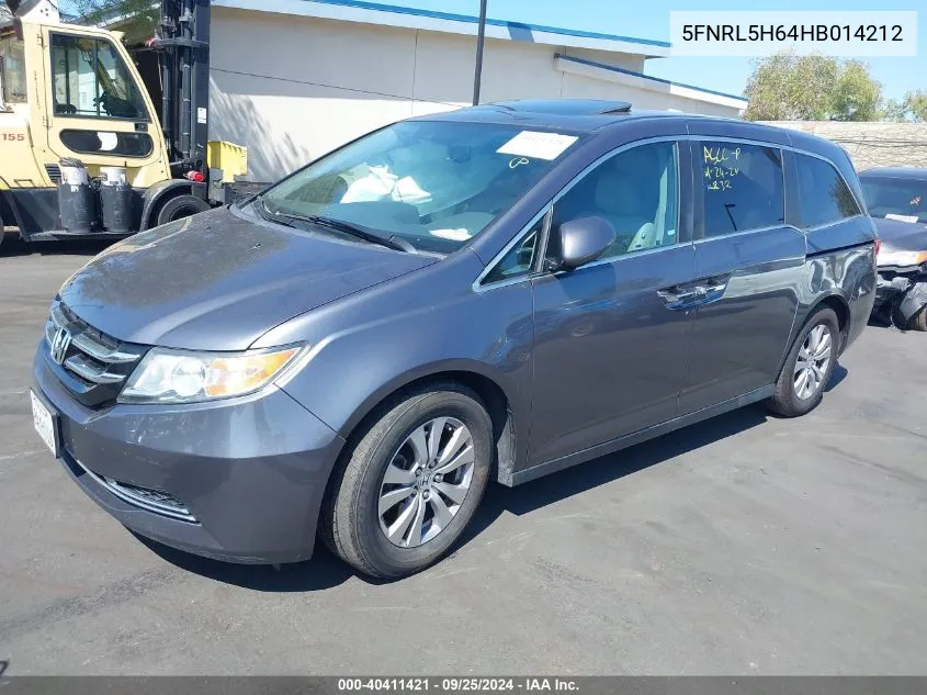 5FNRL5H64HB014212 2017 Honda Odyssey Ex-L