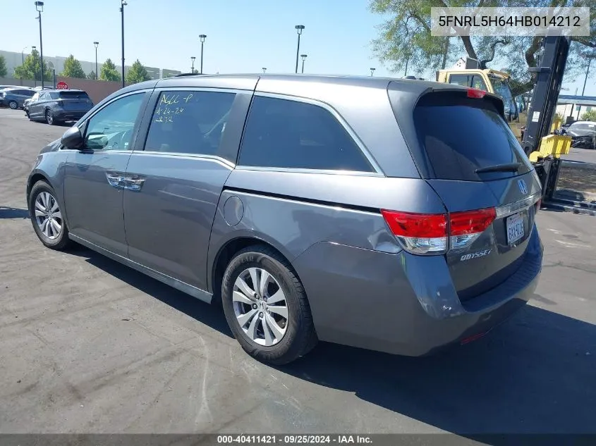 5FNRL5H64HB014212 2017 Honda Odyssey Ex-L