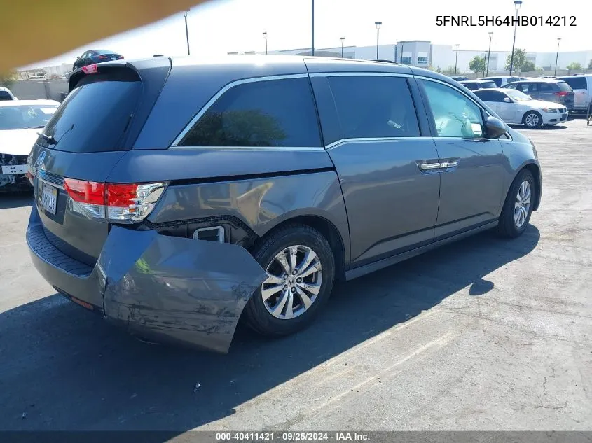 5FNRL5H64HB014212 2017 Honda Odyssey Ex-L