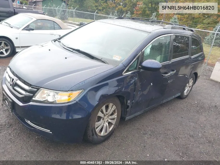 5FNRL5H64HB016820 2017 Honda Odyssey Ex-L