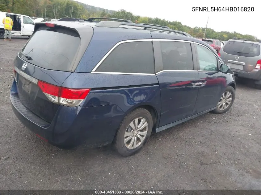 5FNRL5H64HB016820 2017 Honda Odyssey Ex-L