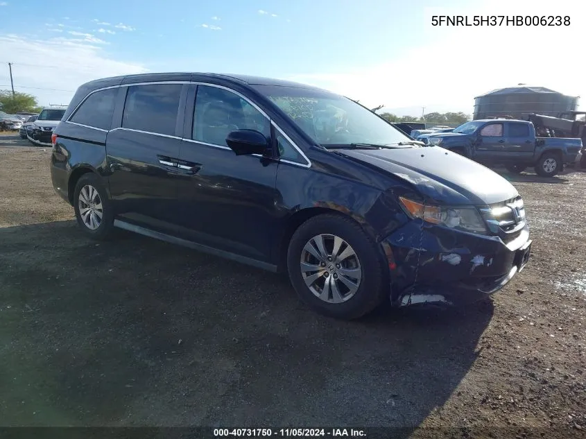 2017 Honda Odyssey Se VIN: 5FNRL5H37HB006238 Lot: 40731750