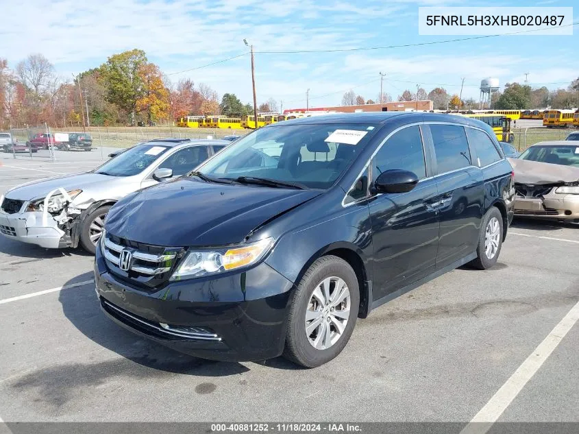 2017 Honda Odyssey Se VIN: 5FNRL5H3XHB020487 Lot: 40881252