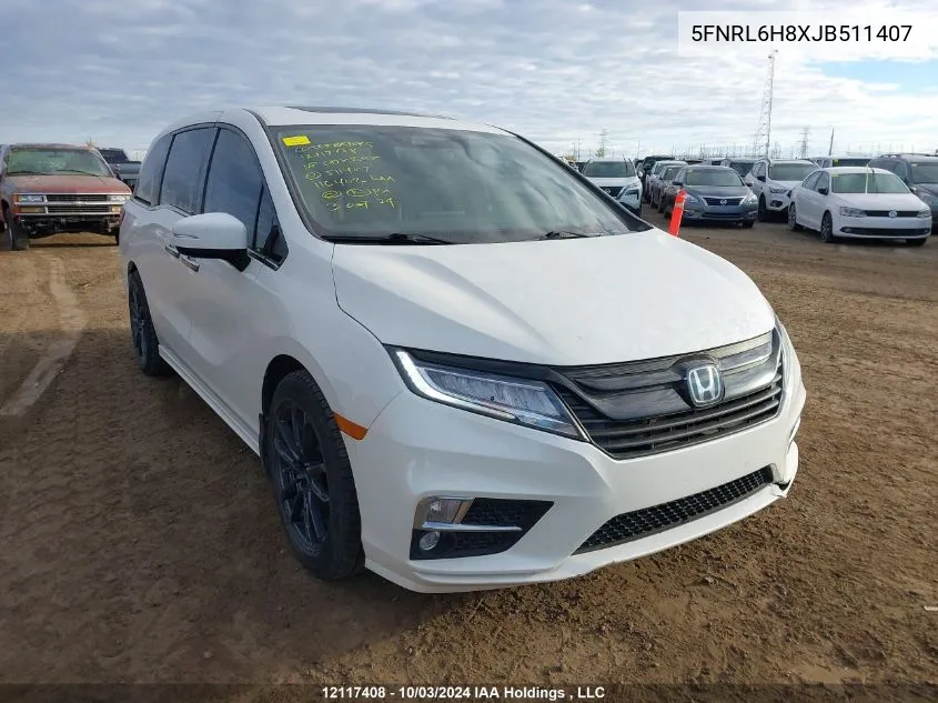 2018 Honda Odyssey VIN: 5FNRL6H8XJB511407 Lot: 12117408