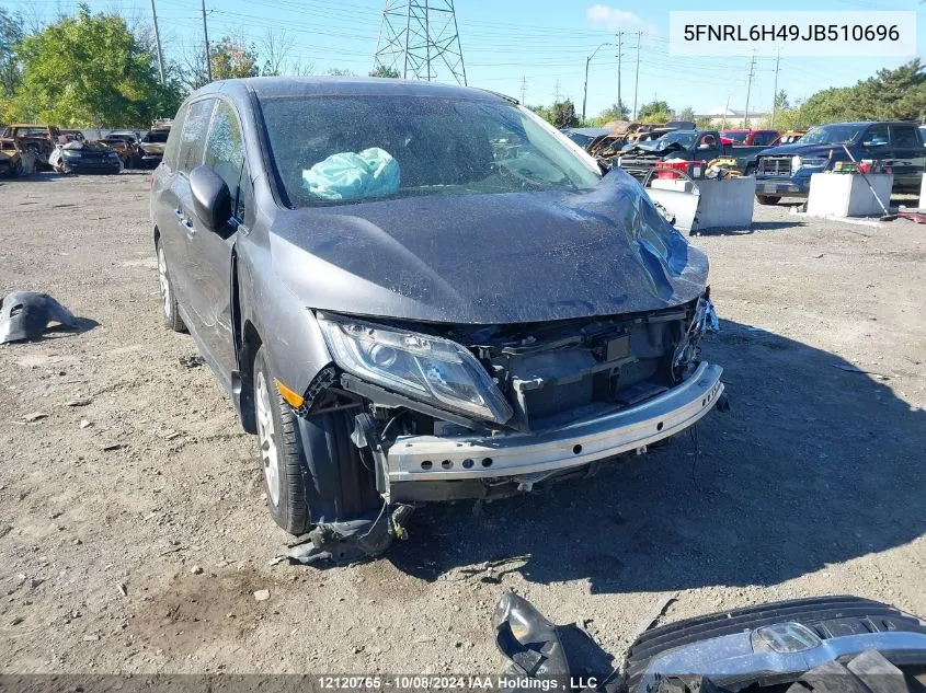 2018 Honda Odyssey VIN: 5FNRL6H49JB510696 Lot: 12120765