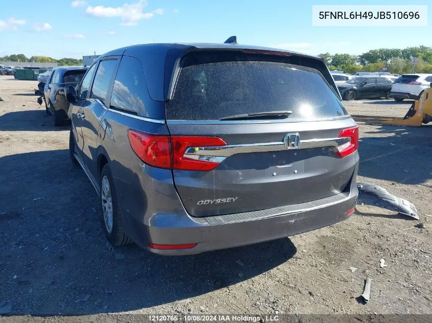 2018 Honda Odyssey VIN: 5FNRL6H49JB510696 Lot: 12120765