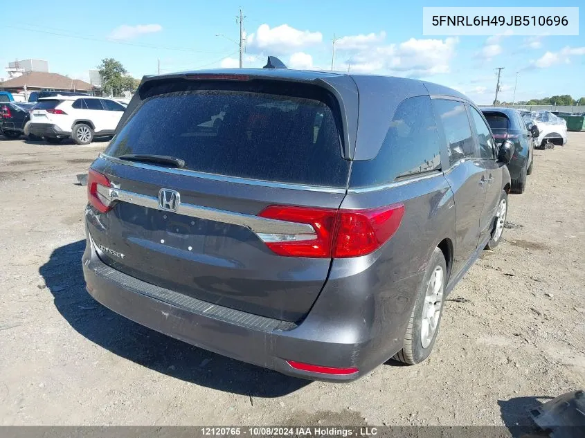 2018 Honda Odyssey VIN: 5FNRL6H49JB510696 Lot: 12120765