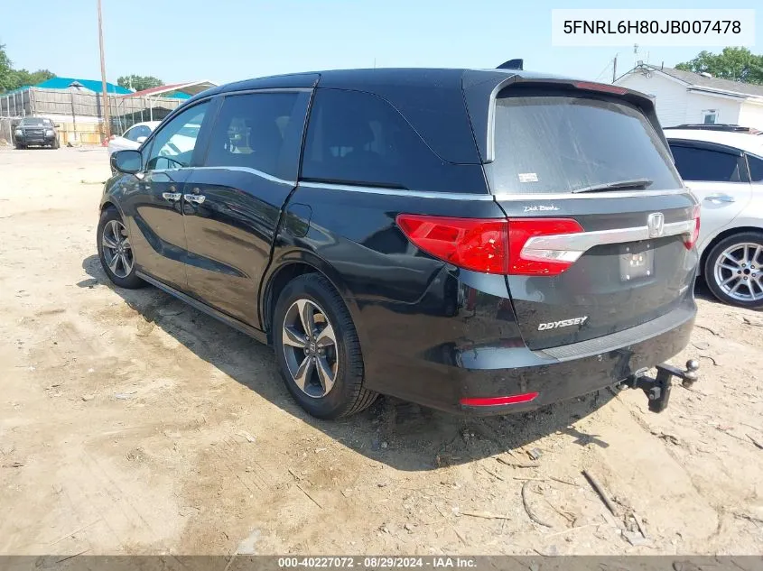 2018 Honda Odyssey Touring VIN: 5FNRL6H80JB007478 Lot: 40227072