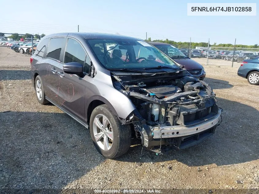 2018 Honda Odyssey Ex-L VIN: 5FNRL6H74JB102858 Lot: 40288982