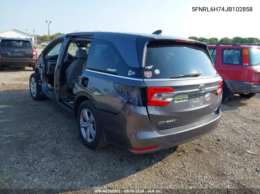 2018 Honda Odyssey Ex-L VIN: 5FNRL6H74JB102858 Lot: 40288982