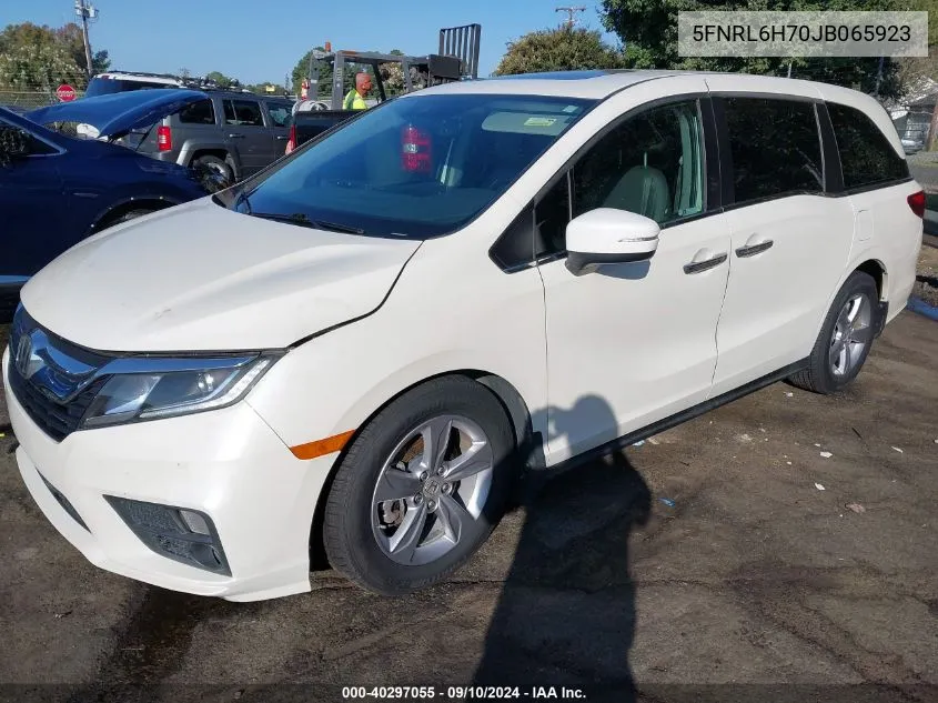 2018 Honda Odyssey Ex-L VIN: 5FNRL6H70JB065923 Lot: 40297055