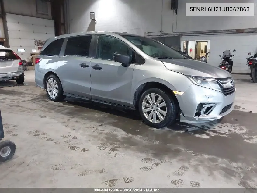 2018 Honda Odyssey Lx VIN: 5FNRL6H21JB067863 Lot: 40432996