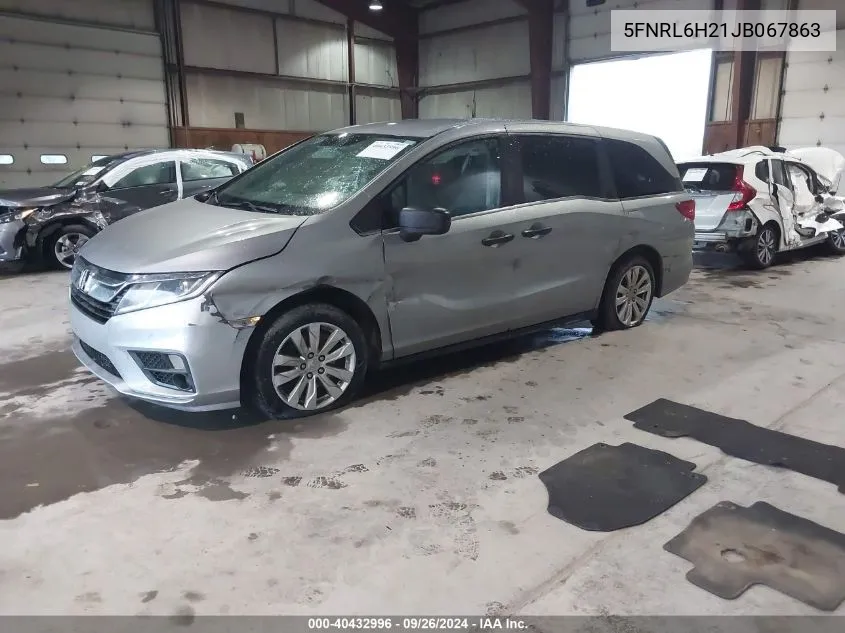 2018 Honda Odyssey Lx VIN: 5FNRL6H21JB067863 Lot: 40432996