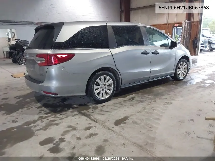 5FNRL6H21JB067863 2018 Honda Odyssey Lx