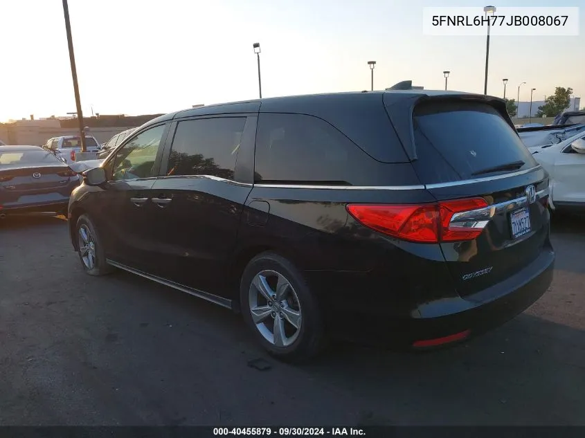 2018 Honda Odyssey Exl VIN: 5FNRL6H77JB008067 Lot: 40455879