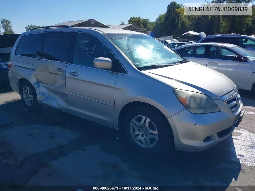 2018 Honda Odyssey Ex-L VIN: 5FNRL6H76JB009839 Lot: 40626671