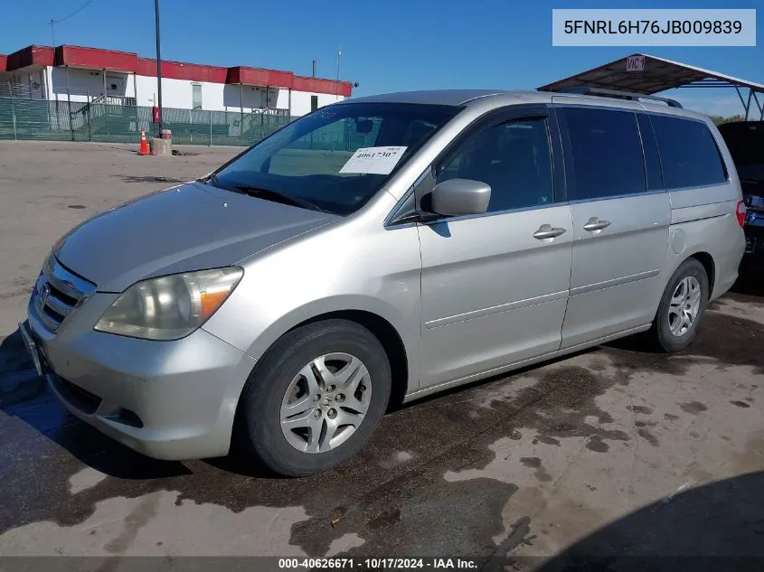 2018 Honda Odyssey Ex-L VIN: 5FNRL6H76JB009839 Lot: 40626671